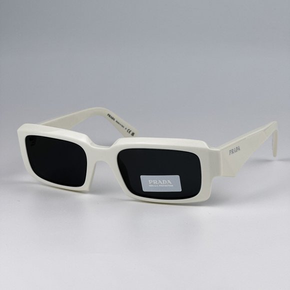 Prada PR27ZS 17K08Z Sunglasses Talc White Dark Grey Unisex Rectangle PR 27ZS - Picture 9 of 9